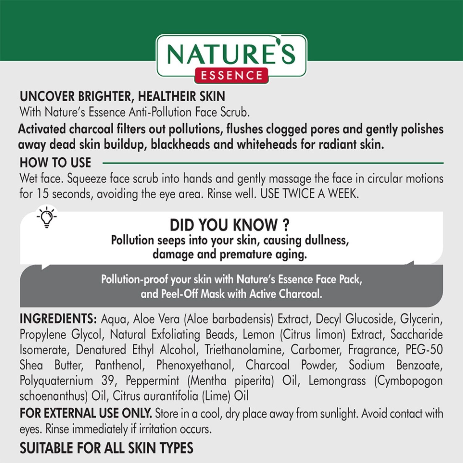 Nature's Essence Active Charcoal Anti Pollution Face Pack, 50g Buy at Indicrest Image 7