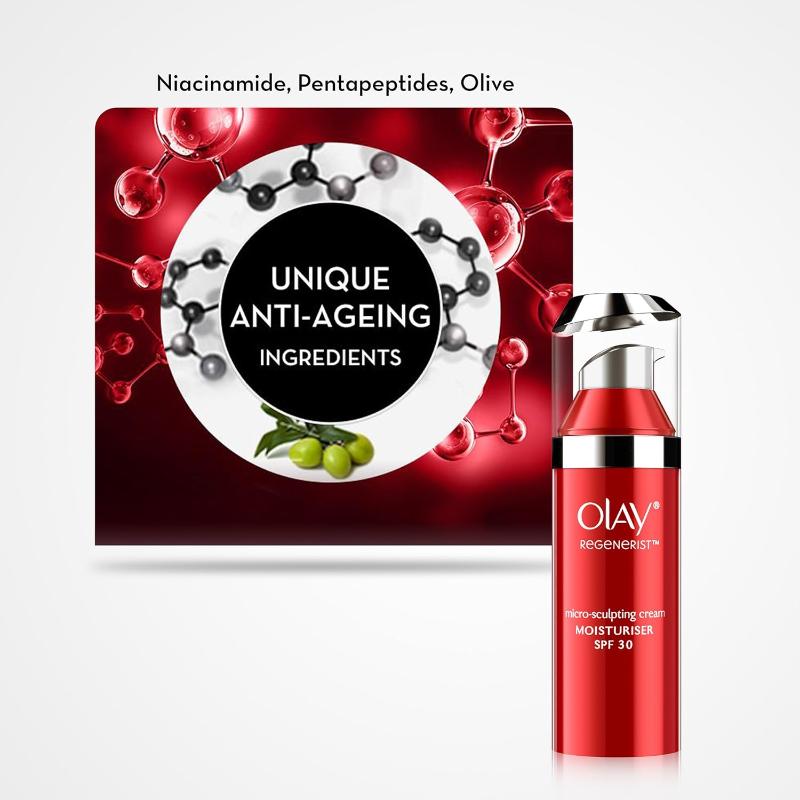 Olay Regenerist Micro Sculpting Cream Moisturizer With SPF 30 With Hyaluronic Acid & Niacimide, 50g Buy at Indicrest Image 5