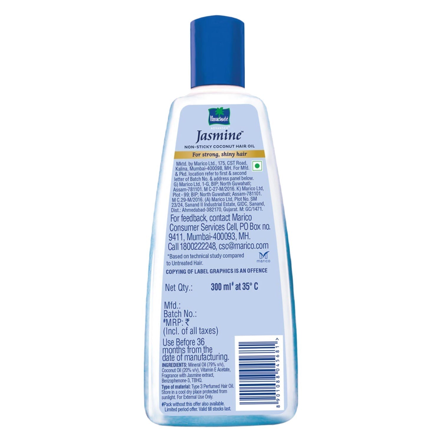 Parachute Advansed Jasmine Coconut Hair Oil, Vitamin E for Healthy Shiny Hair, Non-sticky, 300ml Buy at Indicrest Image 10