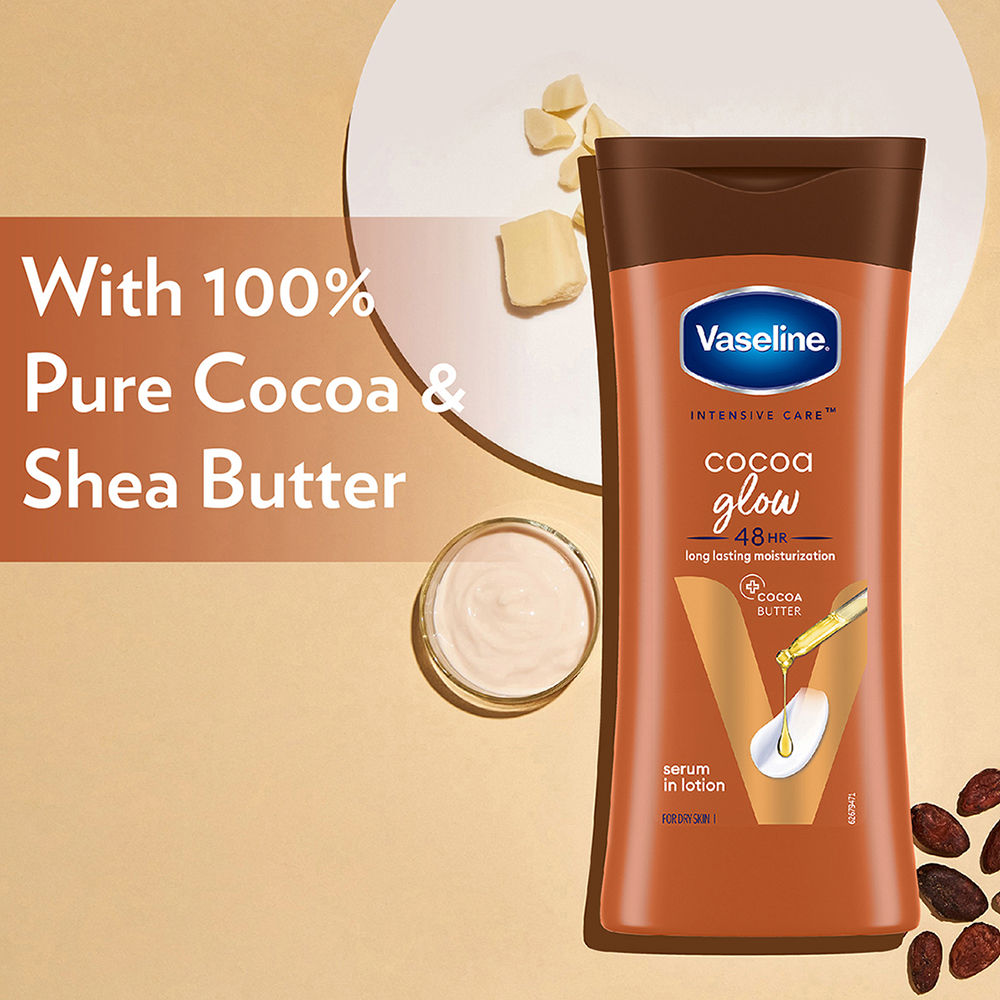 Vaseline Cocoa Glow Serum In Lotion 100% Pure Cocoa & Shea Butter for Glowing & Soft Skin, 200ml Buy at Indicrest Image 5