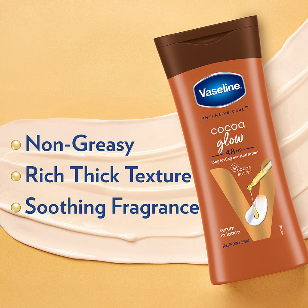 Vaseline Cocoa Glow Serum In Lotion 100% Pure Cocoa & Shea Butter for Glowing & Soft Skin, 200ml Buy at Indicrest Image 6