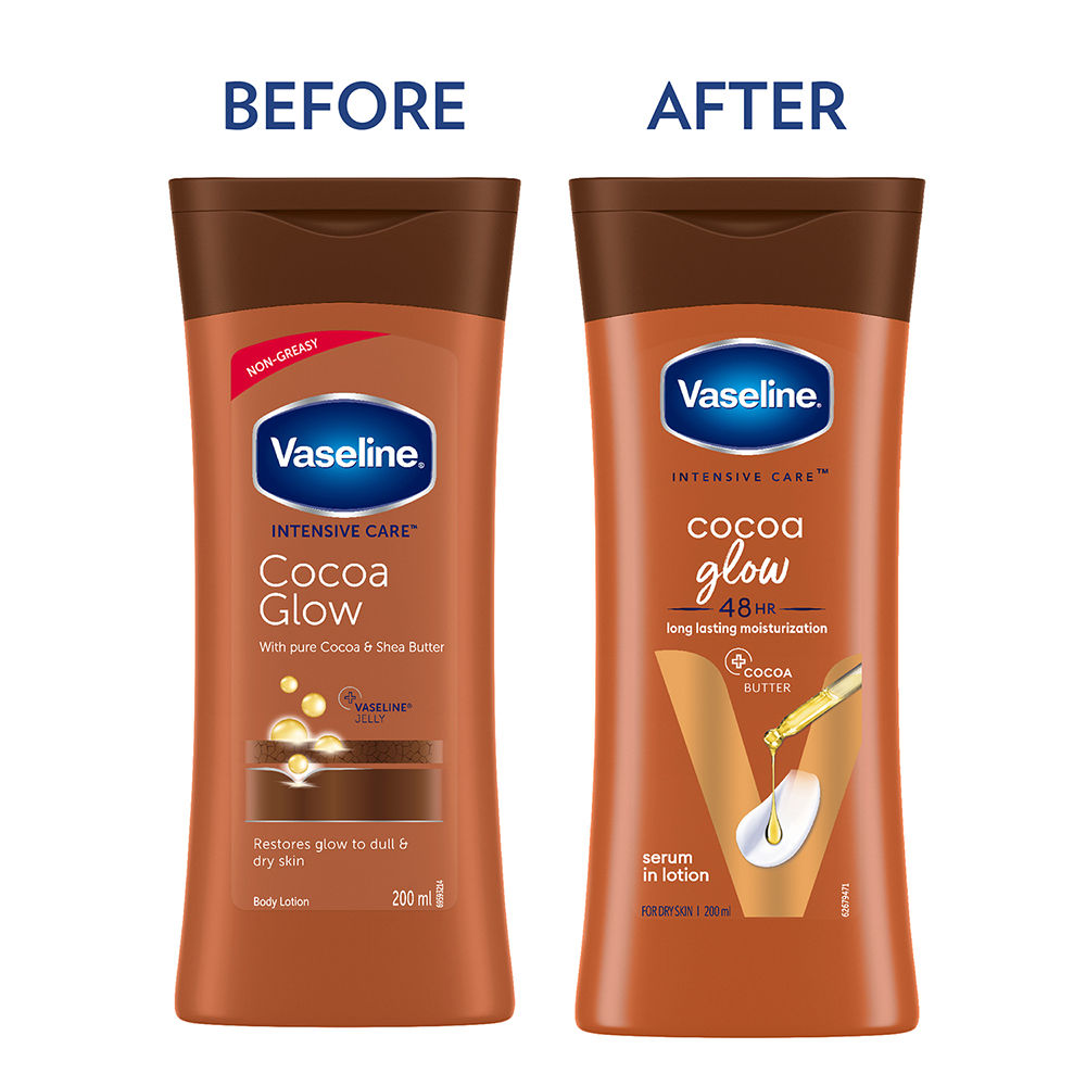 Vaseline Cocoa Glow Serum In Lotion 100% Pure Cocoa & Shea Butter for Glowing & Soft Skin, 200ml Buy at Indicrest Image 9