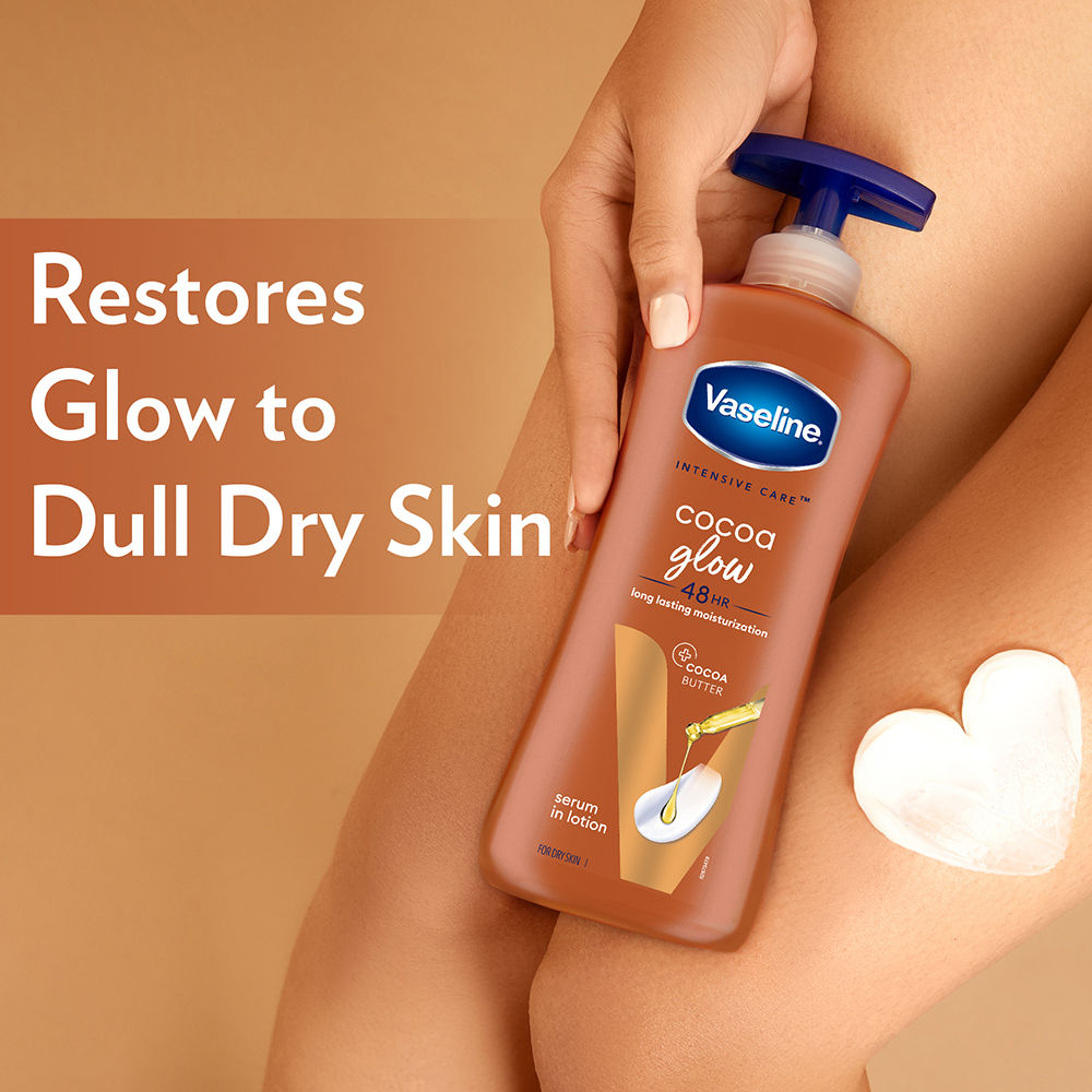 Vaseline Cocoa Glow Serum In Lotion, 600ml, 100% Pure Cocoa & Shea Butter for Glowing & Soft Skin Buy at Indicrest Image 3