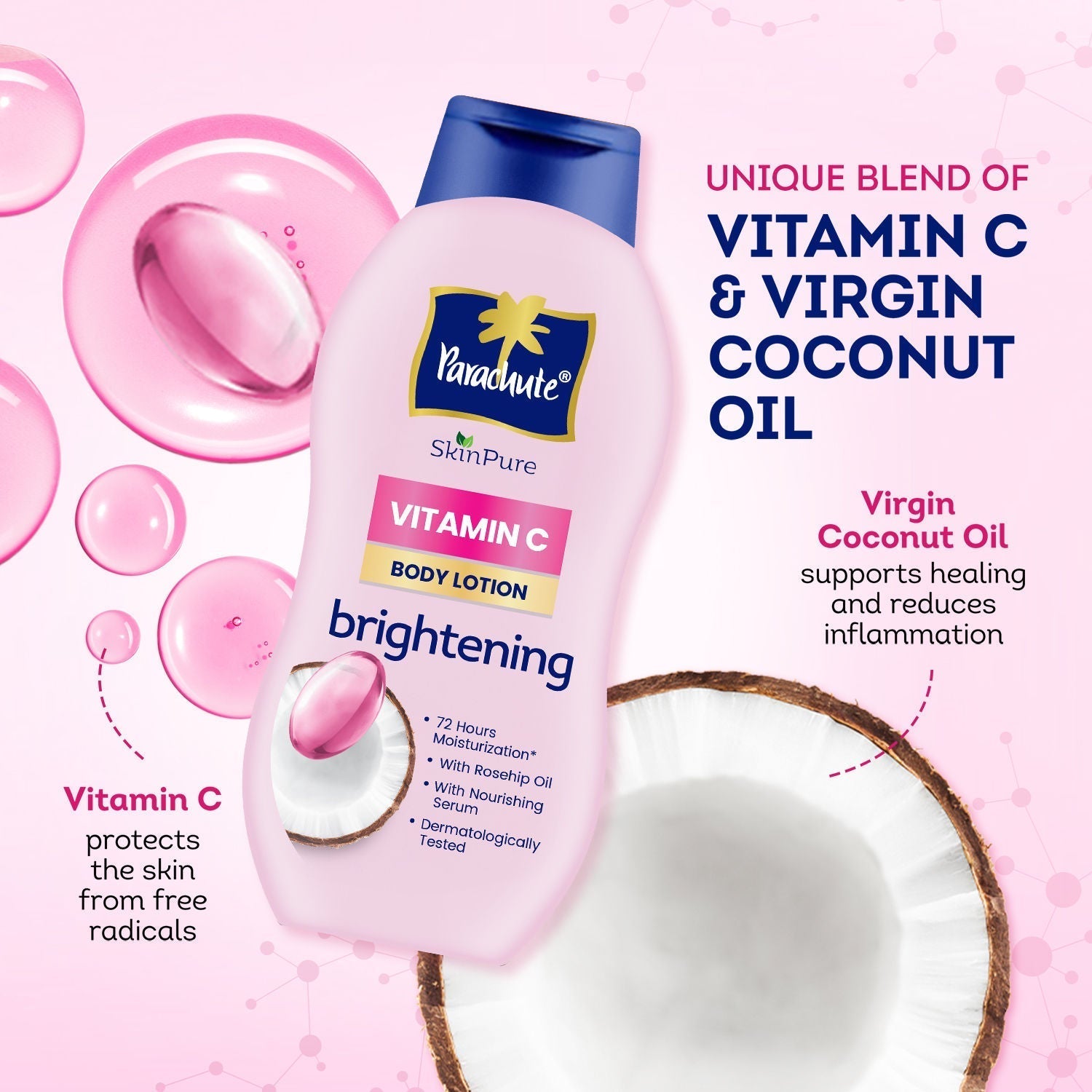 Parachute SkinPure Body Lotion With Vitamin C & Virgin Coconut Oil, 400ml Buy at Indicrest Image 3