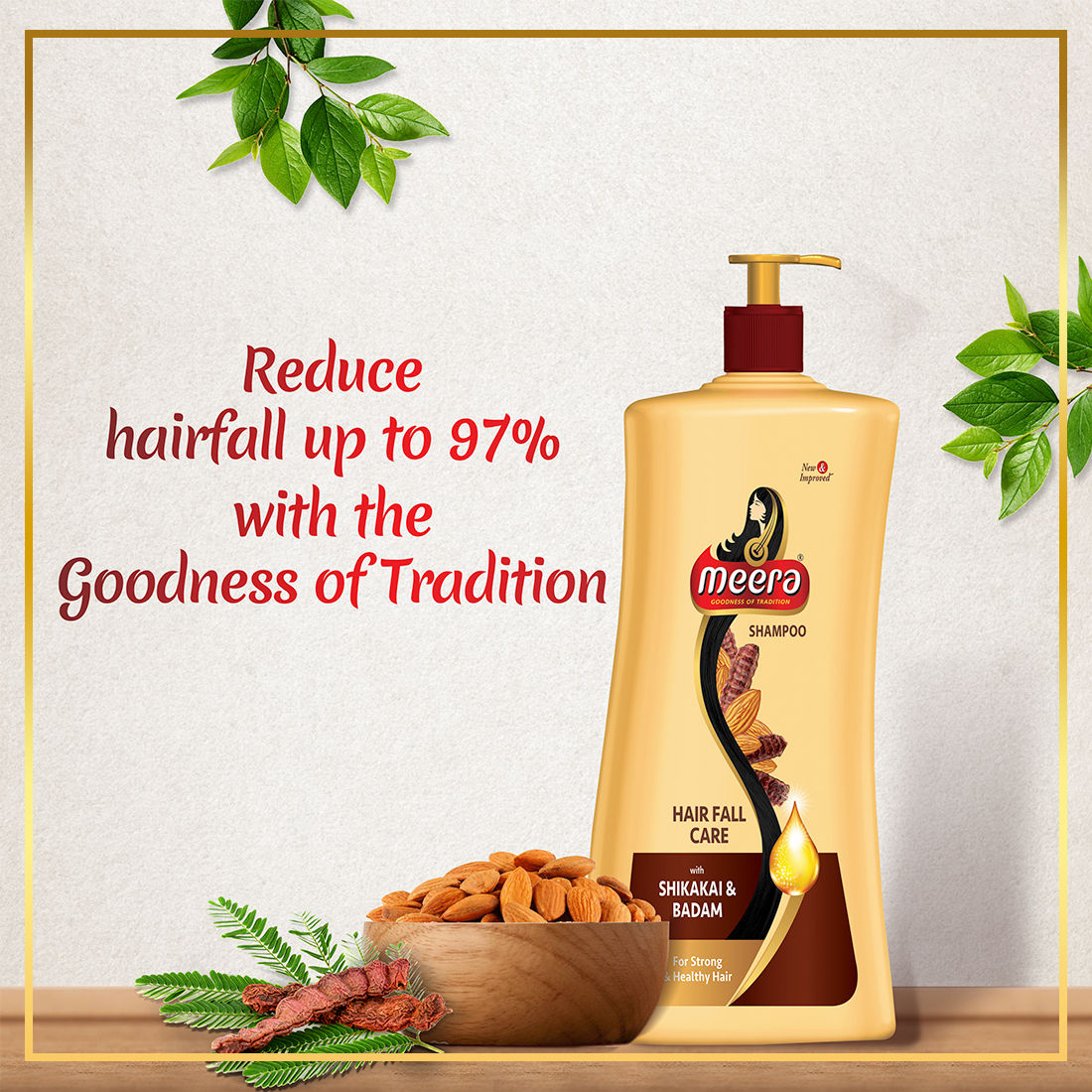 Meera Hairfall Care Shampoo, With Goodness Of Badam and Shikakai, 1 Litre Buy at Indicrest Image 2