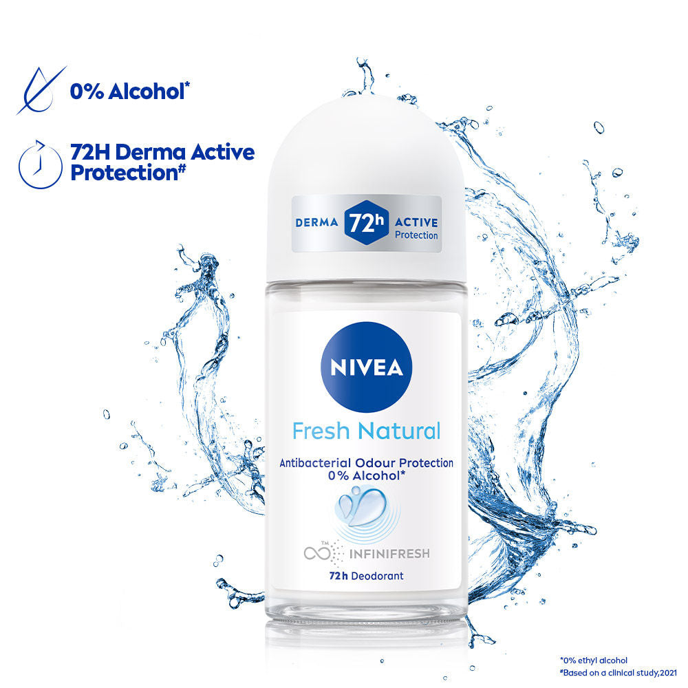 Nivea Fresh Natural Anti Roll-On Deodorant 72H Protection & Long Lasting, 50ml Buy at Indicrest