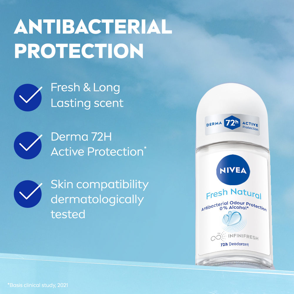 Nivea Fresh Natural Anti Roll-On Deodorant 72H Protection & Long Lasting, 50ml Buy at Indicrest Image 5