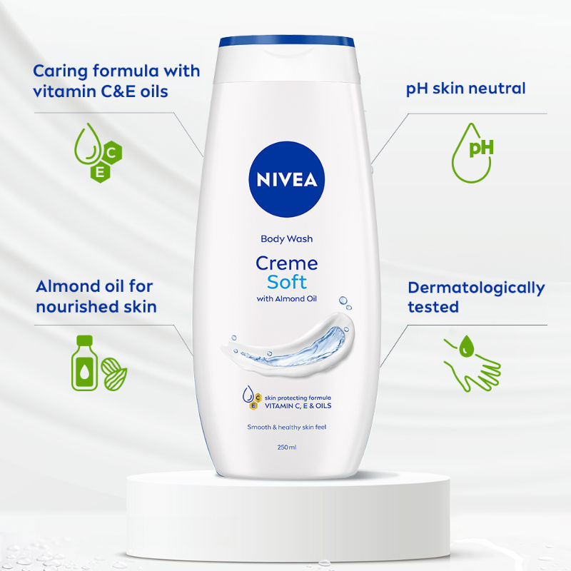 Nivea Body Wash- Creme Soft Naturally Clean & Healthy Skin Natural Almond Oil, 250ml Buy at Indicrest Image 6
