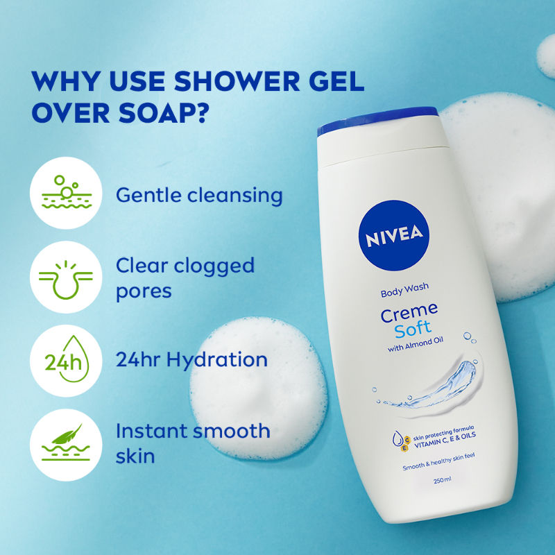 Nivea Body Wash- Creme Soft Naturally Clean & Healthy Skin Natural Almond Oil, 250ml Buy at Indicrest Image 7