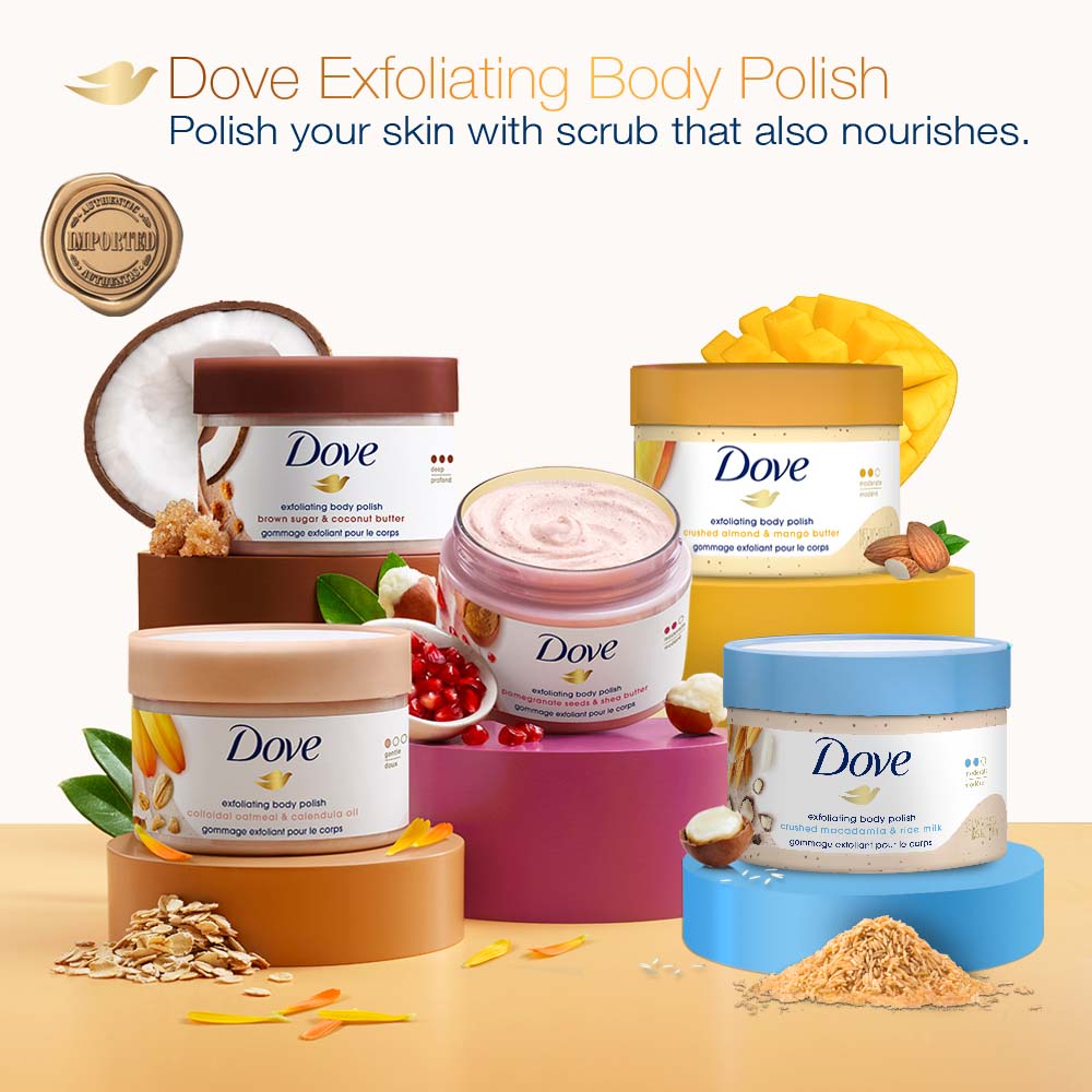 Dove Exfoliating Body Polish - Crushed Macadamia And Rice Milk, 298g Buy at Indicrest Image 8