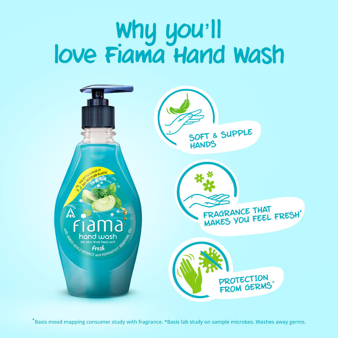 Fiama Fresh Hand Wash, Peppermint Oil & Green Apple Extract Handwash For Soft And Supple Hands, 400ml Buy at Indicrest Image 4