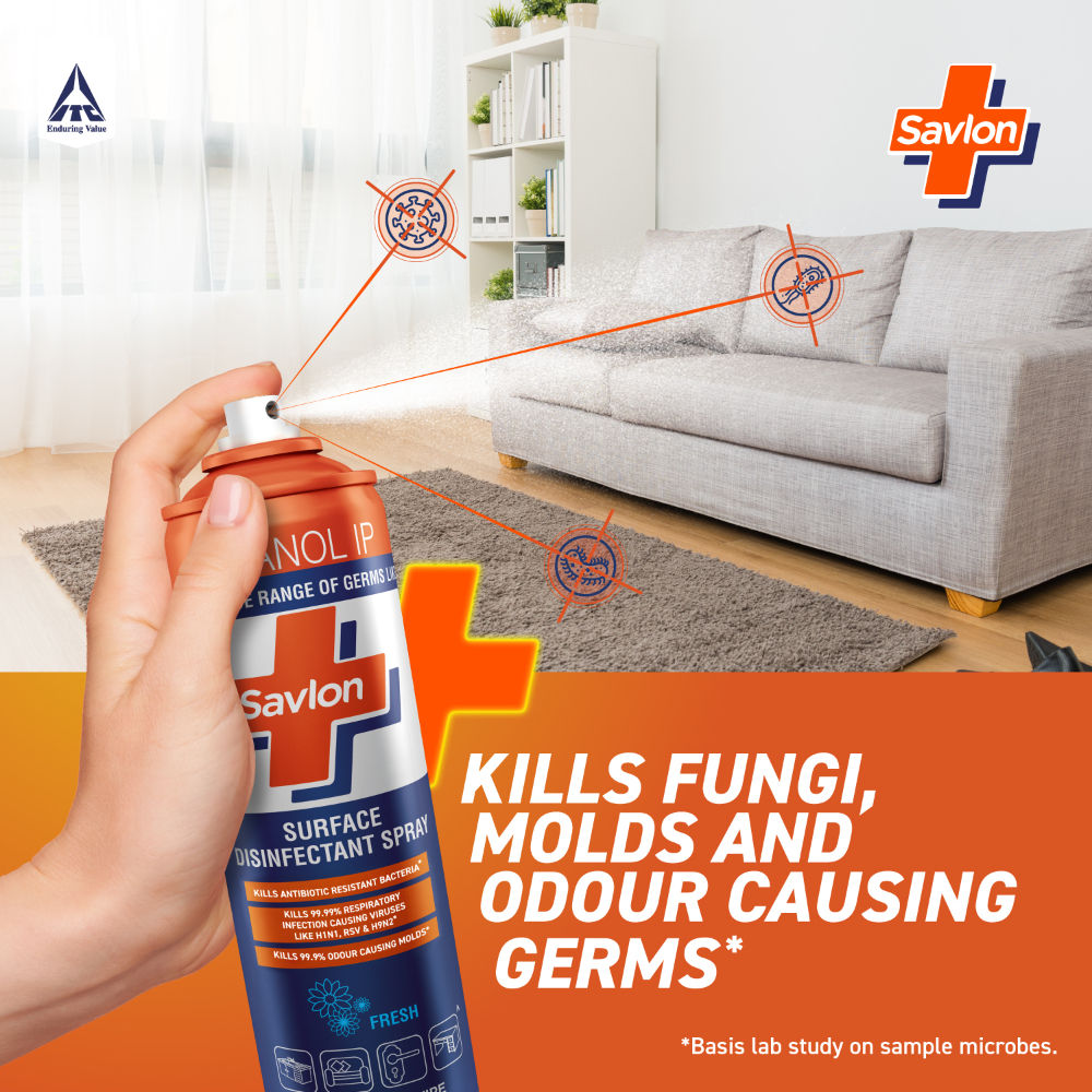 Savlon Surface Disinfectant Spray Sanitizer, 99.99% Germ Protection on Hard & Soft Surfaces, 170g Buy at Indicrest Image 5