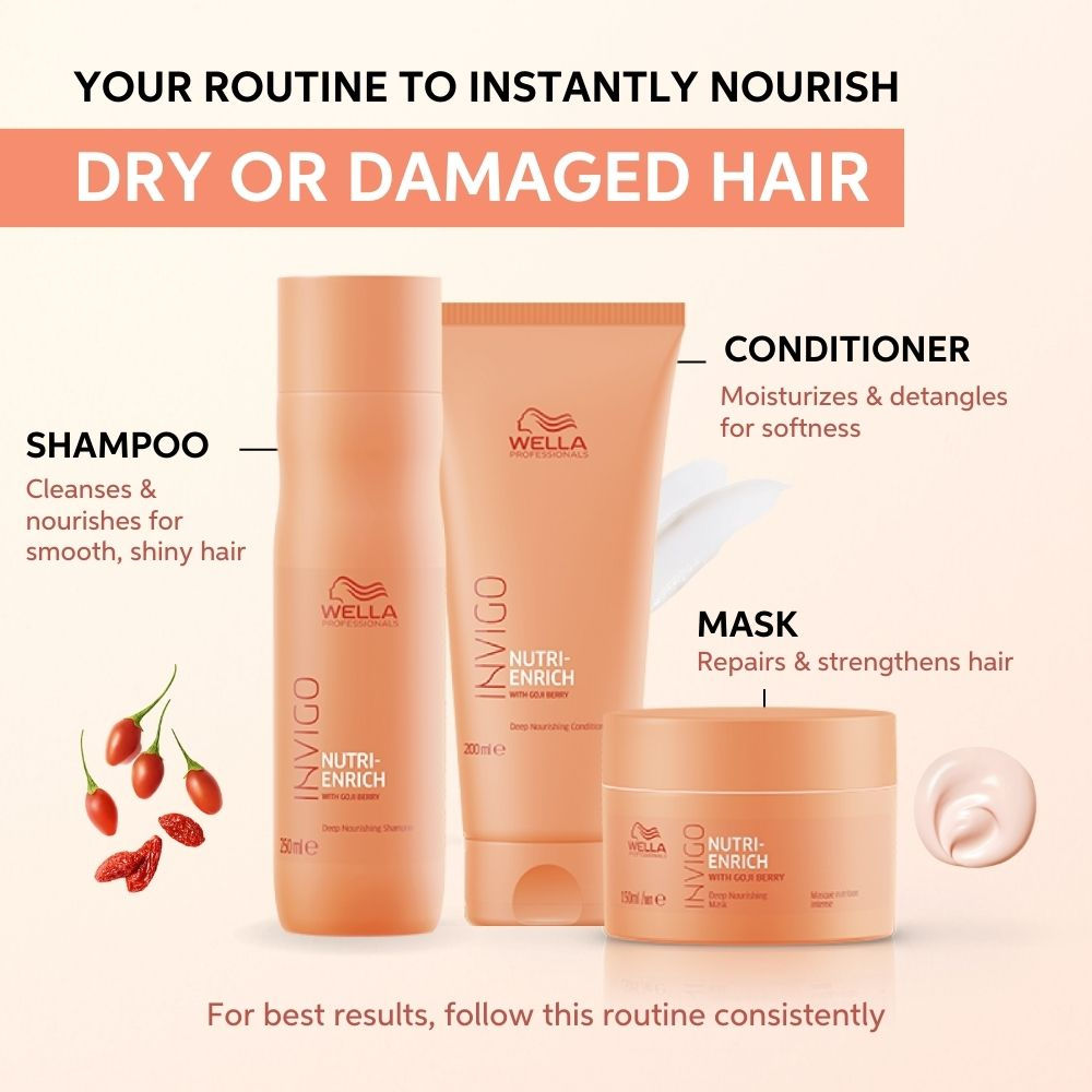 Wella Professionals Invigo Nutri Enrich Shampoo For Dry, Frizzy & Damaged Hair With Goji Berry, 50ml Buy at Indicrest Image 8