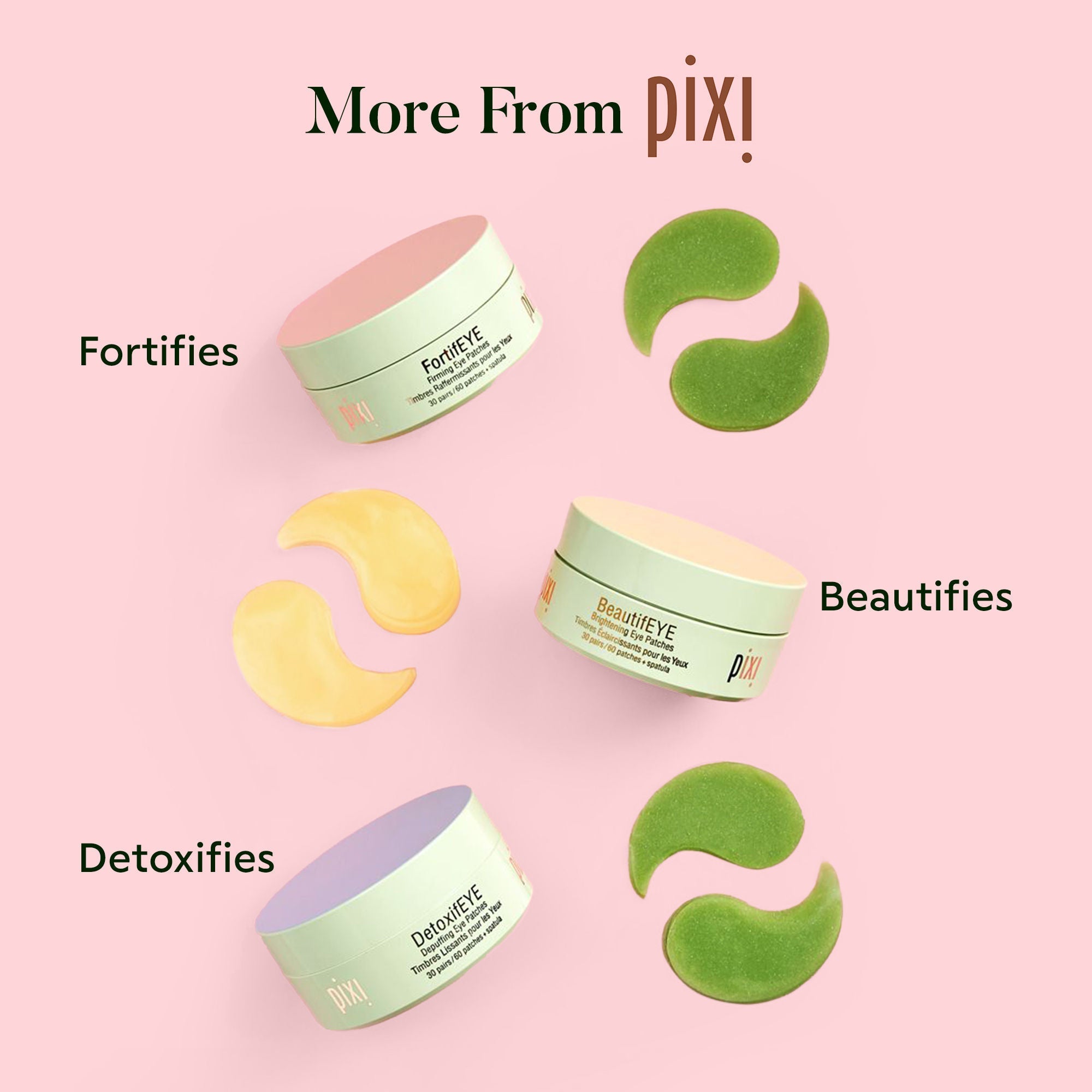 PIXI FortifEYE Firming Under-Eye Patches with Collagen, Retinol & Caffeine, 60pcs