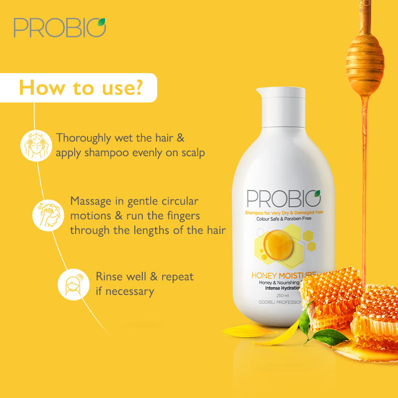 Godrej Professional Probio Honey Moisture Shampoo, 250ml Buy at Indicrest Image 4
