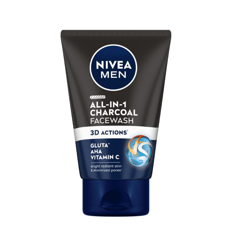 Nivea MEN Face Wash, All in 1 Charcoal, to Detoxify & Refresh Skin with 10x Vitamin C Effect, 100g Buy at Indicrest
