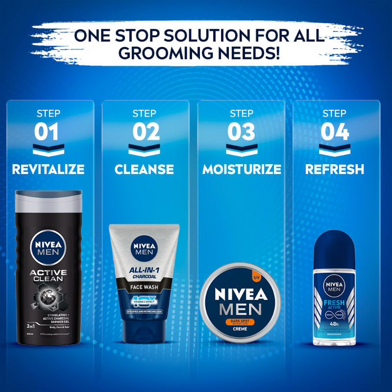Nivea MEN Face Wash, All in 1 Charcoal, to Detoxify & Refresh Skin with 10x Vitamin C Effect, 50g Buy at Indicrest Image 7