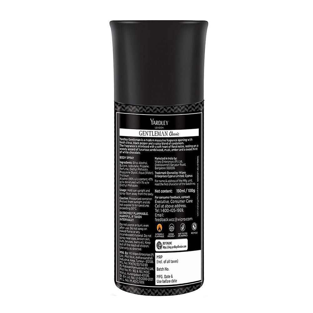 Yardley London - Gentleman Classic Body Spray For Men, 150ml Buy at Indicrest Image 3