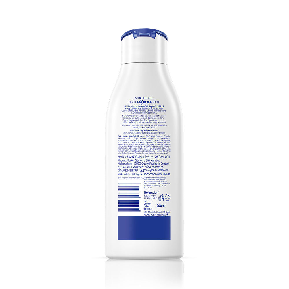 Nivea Cell Repair 50X Vit C Sunscreen Natural Glow Body Lotion Reduces Tan, Brightens -Uva & Uvb, 200ml Buy at Indicrest Image 9