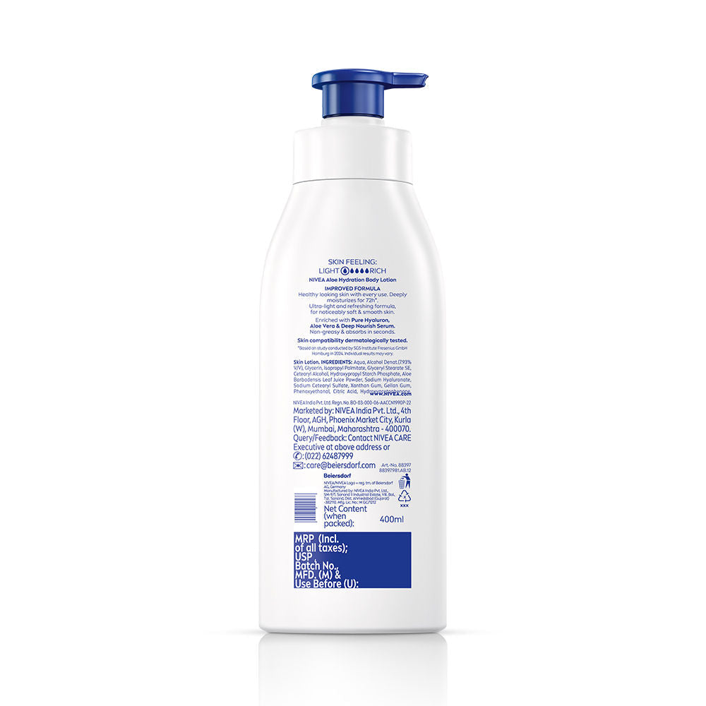 Nivea 100% NATURAL ALOEVERA Body lotion- 5 in 1 COMPLETE CARE for 72H Refreshing moisturization, 400ml Buy at Indicrest Image 9