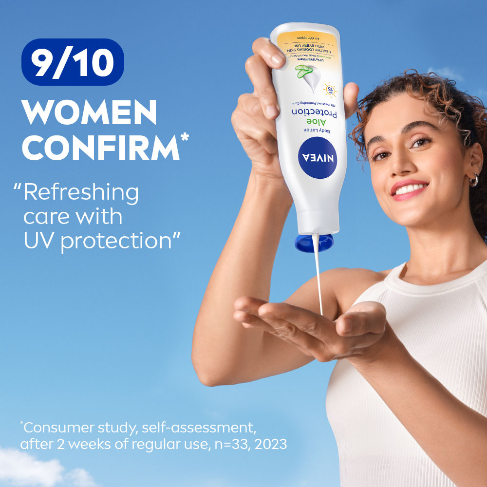 Nivea Sunscreen lotion with SPF 15 & ALOEVERA- 5 in 1 COMPLETE CARE for 48H Moisturization, 200ml Buy at Indicrest Image 7