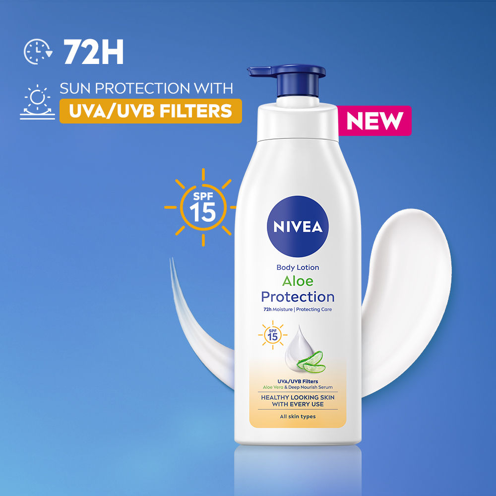 Nivea Sunscreen lotion with SPF 15 & ALOEVERA- 5 in 1 COMPLETE CARE for 48H Moisturization, 400ml Buy at Indicrest Image 3