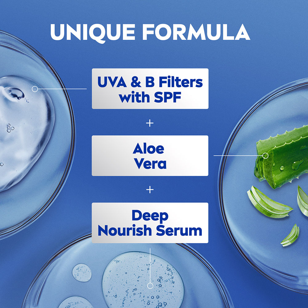 Nivea Sunscreen lotion with SPF 15 & ALOEVERA- 5 in 1 COMPLETE CARE for 48H Moisturization, 400ml Buy at Indicrest Image 6
