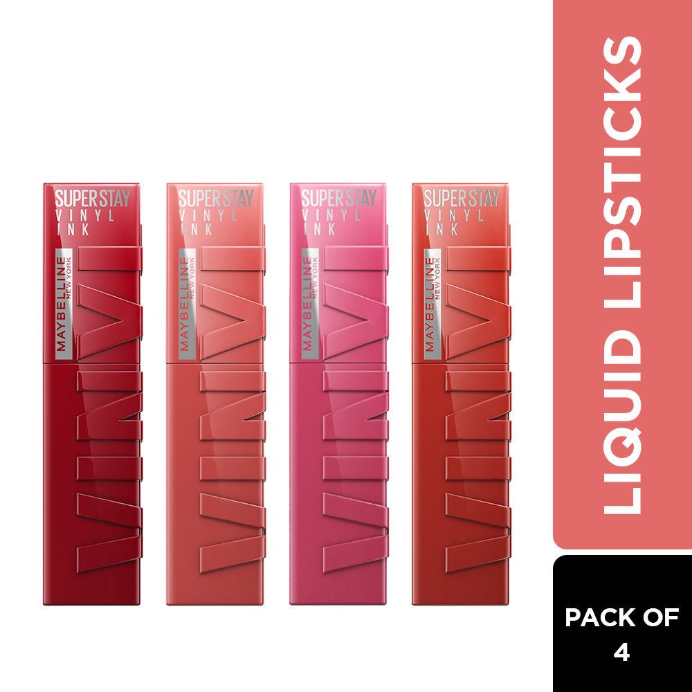 Maybelline New York Superstay Vinyl Ink Liquid Lipstick Combo - Pack of 4, 4 pieces Buy at Indicrest