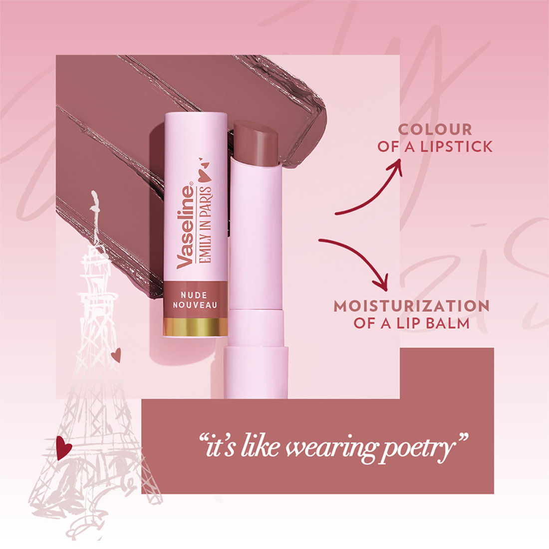 Vaseline Emily In Paris Tinted Lip Balm Stick - Nude Nouveau, 3g Buy at Indicrest Image 6