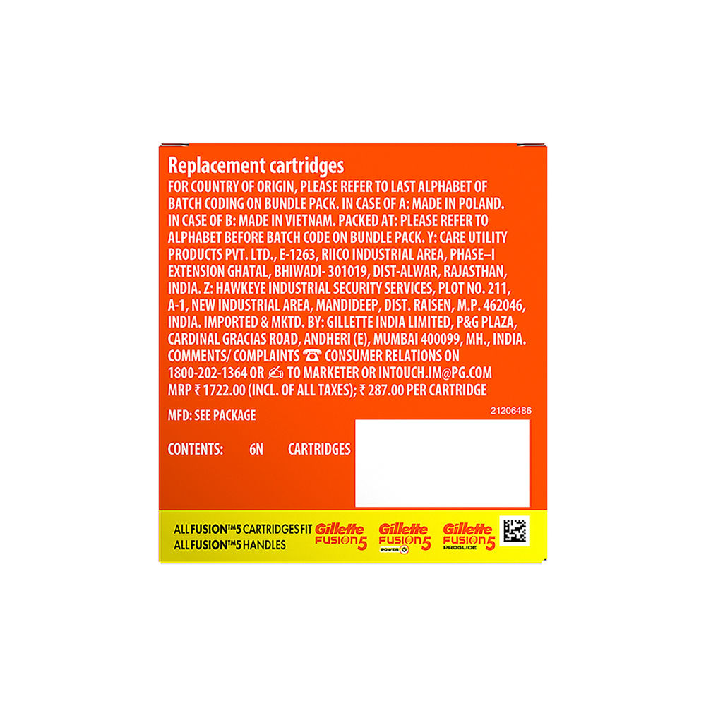 Gillette Fusion Shaving Blades (Pack of 6, Cartridges) Buy at Indicrest Image 4