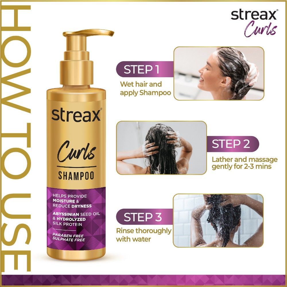 Streax Curl Hair Shampoo For Wavy & Curly Hair, 240ml Buy at Indicrest Image 6