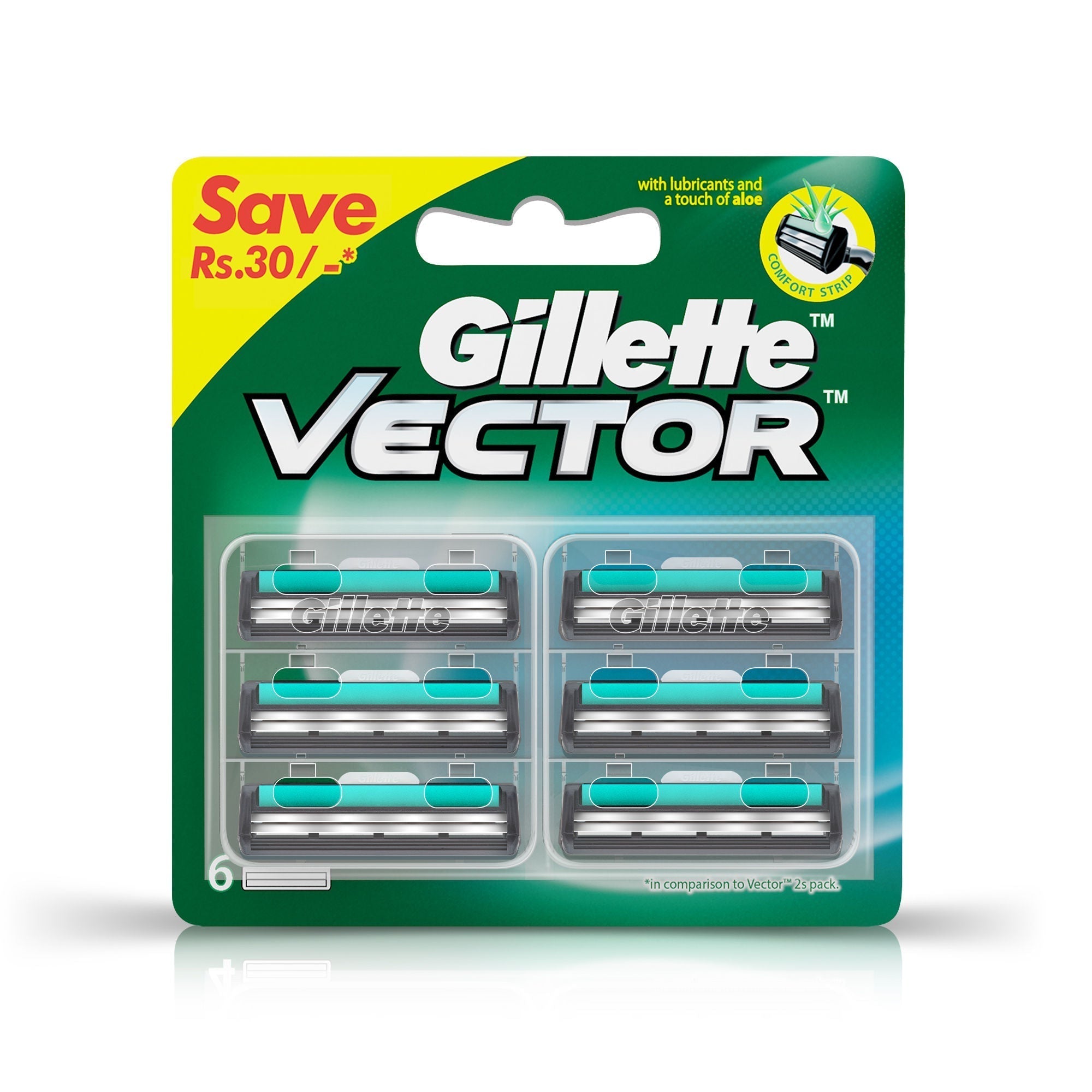 Gillette Vector Plus Blades For Men (Pack of 6), 6 Pack Buy at Indicrest Image 2