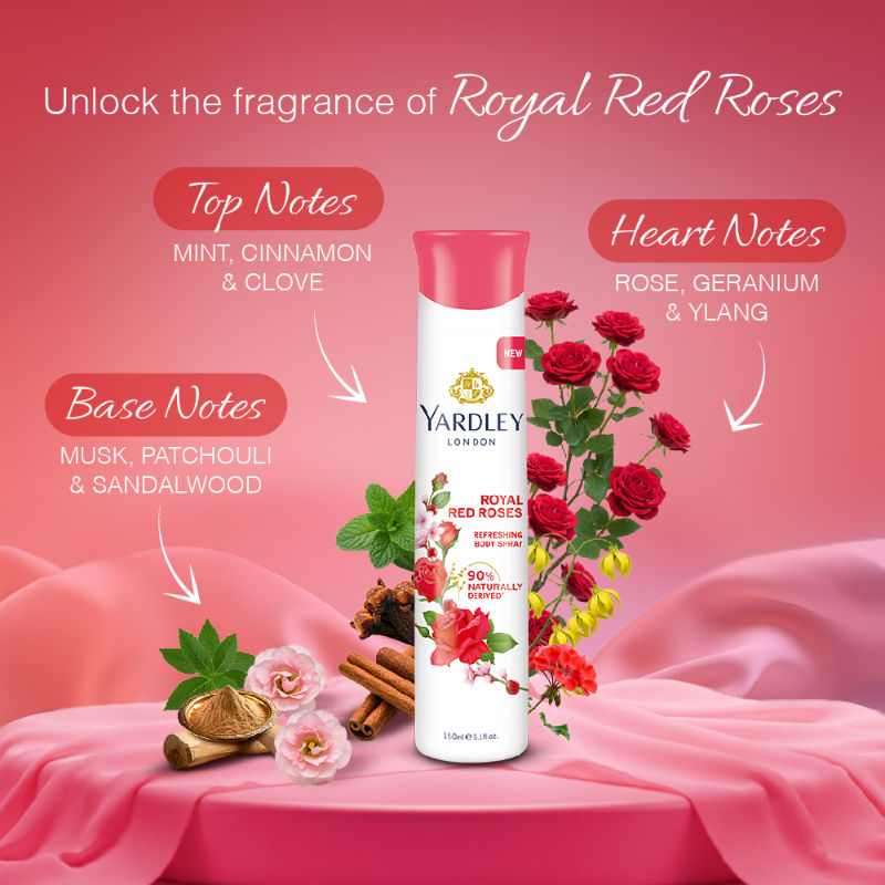 Yardley London Red Roses Deodorant, 150ml Buy at Indicrest Image 6