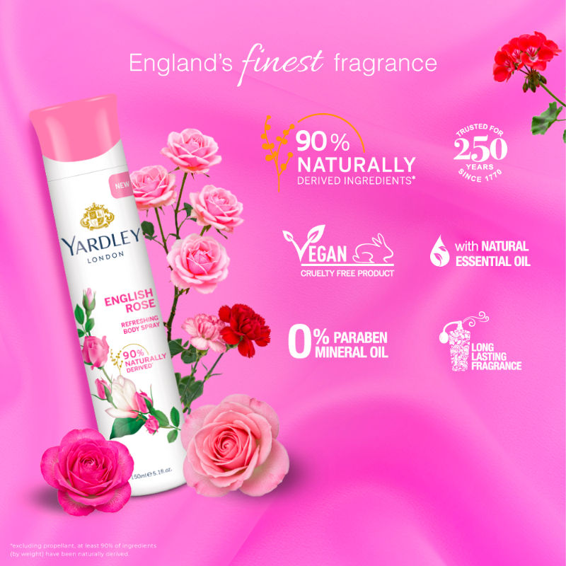 Yardley London - English Rose Body Spray For Women, 150ml Buy at Indicrest Image 7