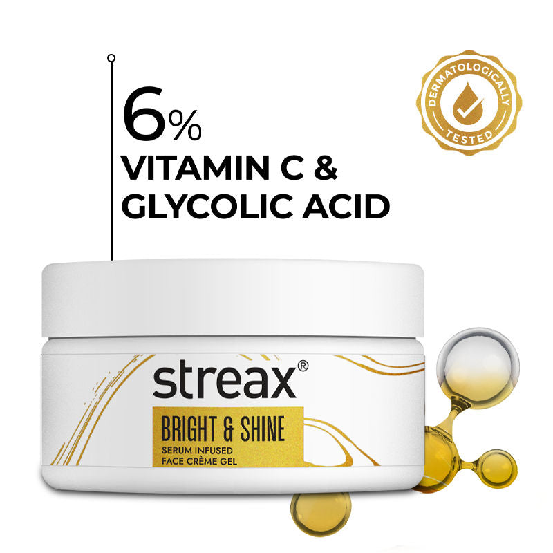 Streax Bright & Shine Serum Infused Face Cream Gel, 50g Buy at Indicrest