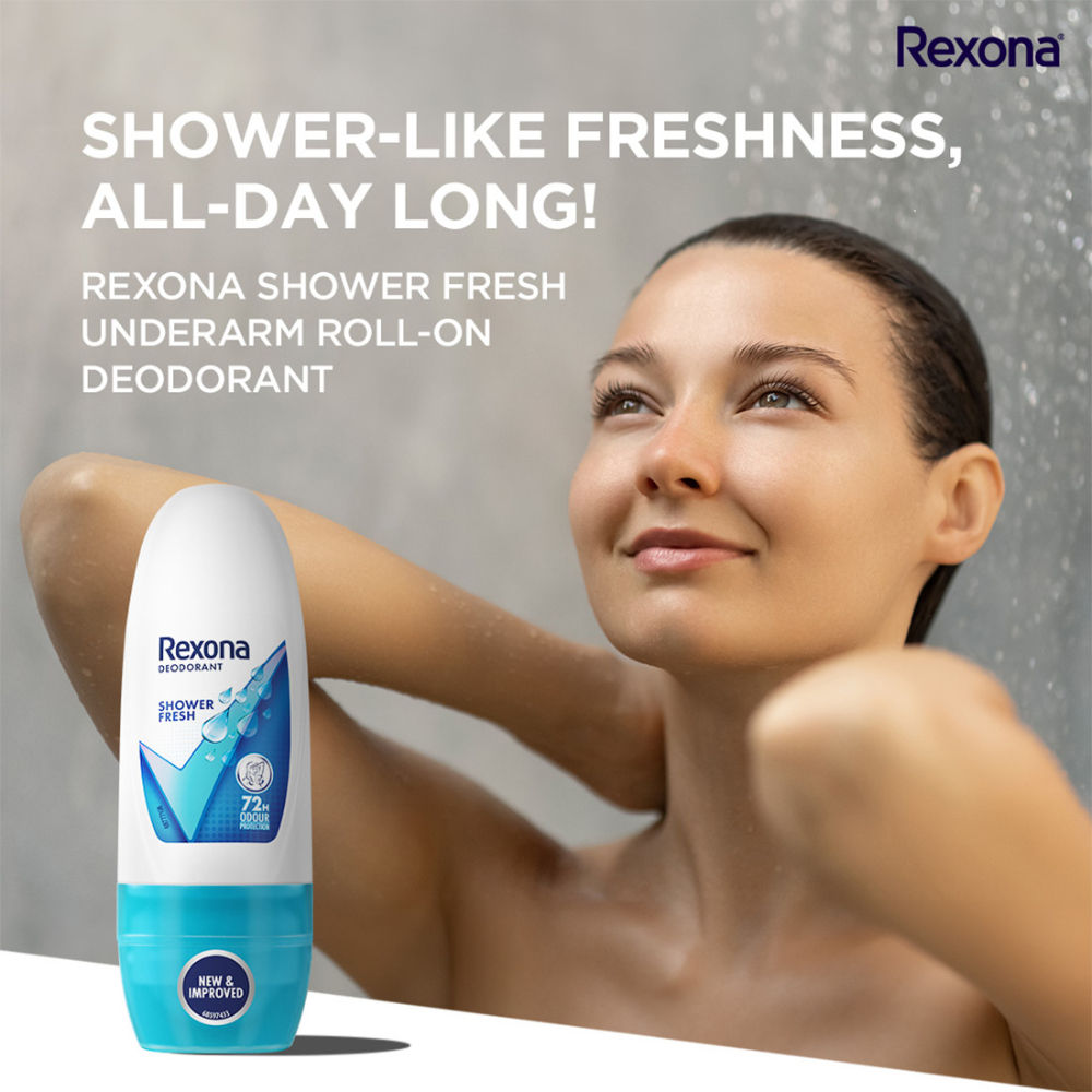 Rexona Women Deodorant Underarm Roll On Shower Fresh 72 Hour Odour Protection (Pack of 3), 75ml Buy at Indicrest Image 4