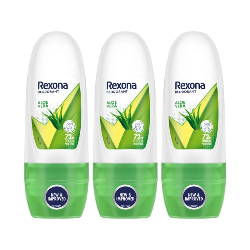 Rexona Women Deodorant Underarm Roll On Aloe Vera 72 Hour Odour Protection (Pack of 3), 75ml Buy at Indicrest