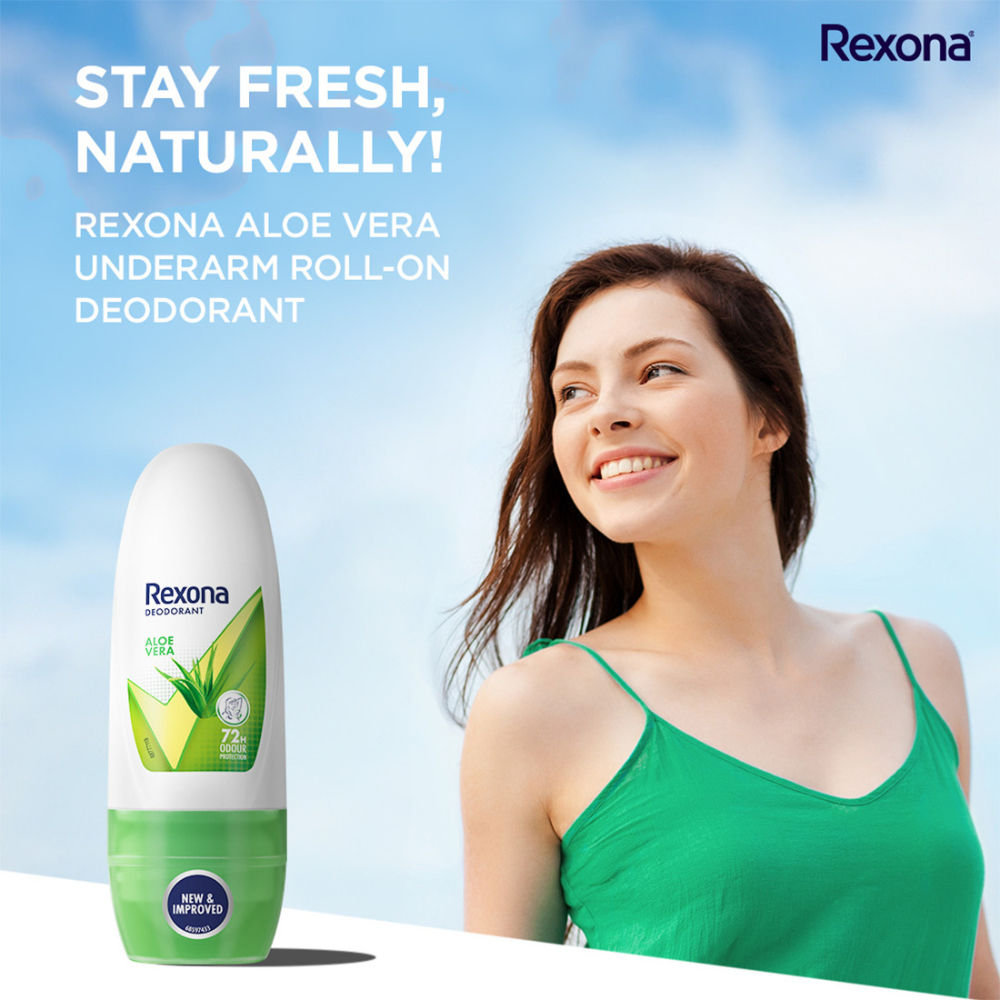 Rexona Women Deodorant Underarm Roll On Aloe Vera 72 Hour Odour Protection (Pack of 3), 75ml Buy at Indicrest Image 4