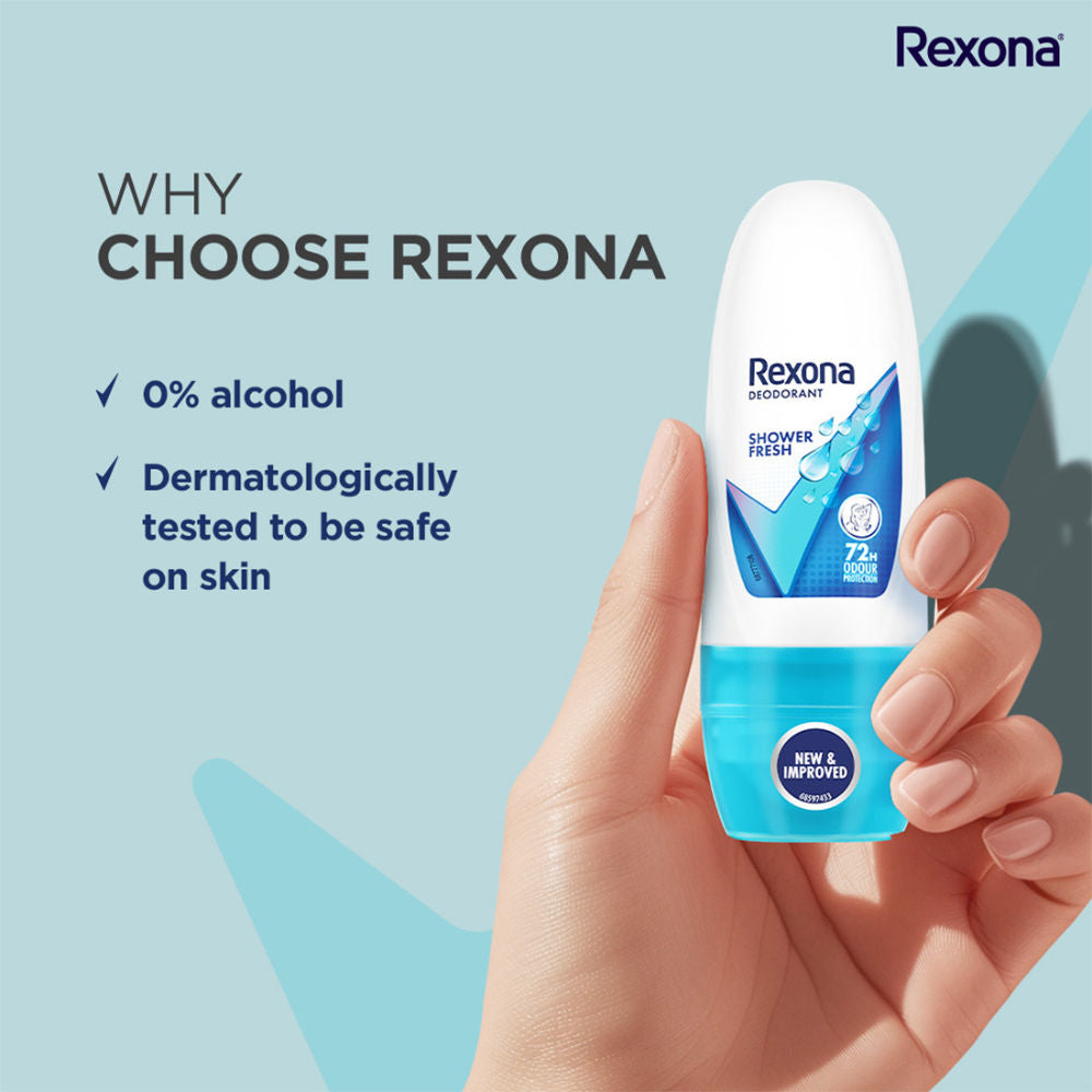 Rexona Women Deodorant Underarm Roll On Shower Fresh 72 Hour Odour Protection (Pack of 5), 125ml Buy at Indicrest Image 6