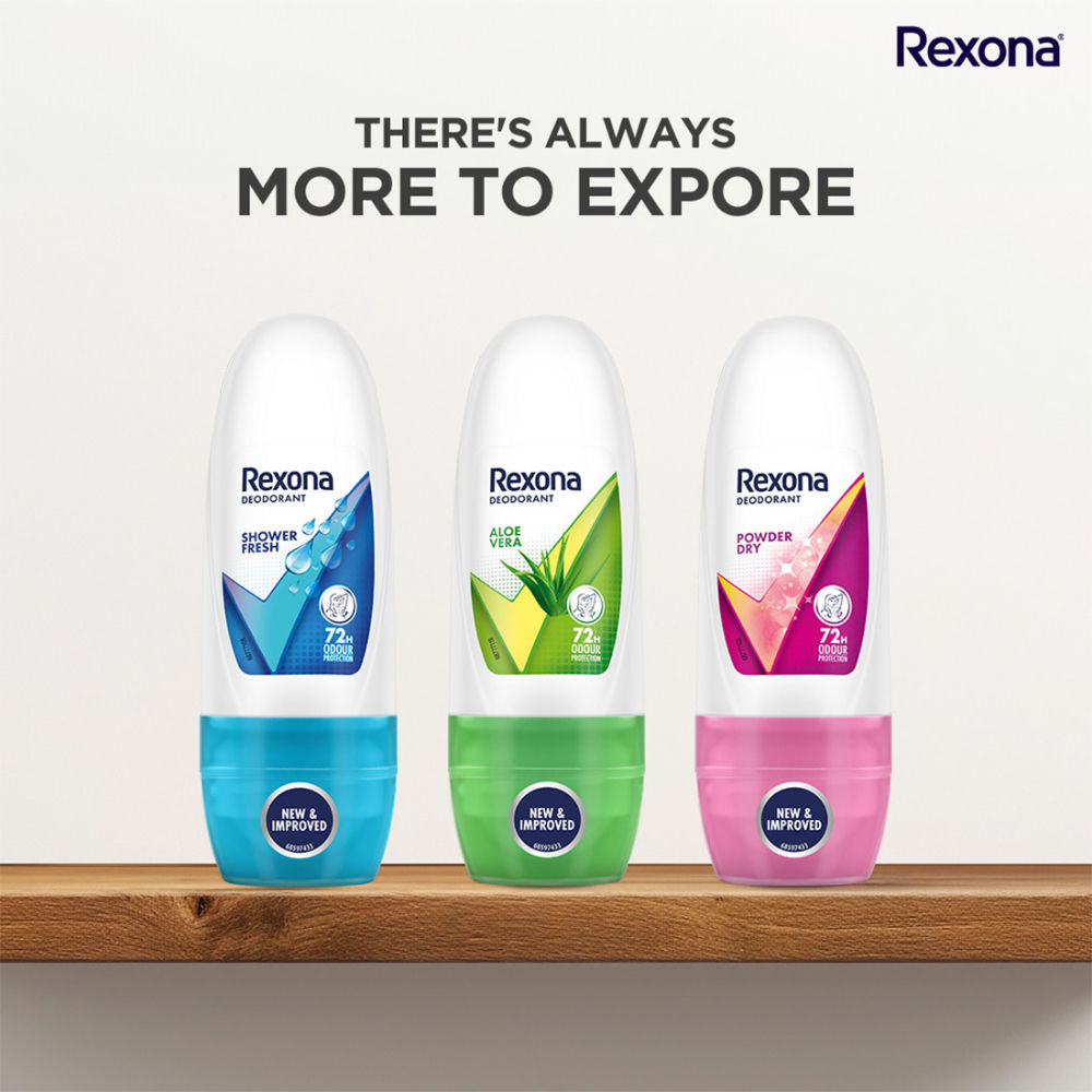 Rexona Women Deodorant Underarm Roll On Powder Dry 72 Hour Odour Protection (Pack of 5), 125ml Buy at Indicrest Image 10