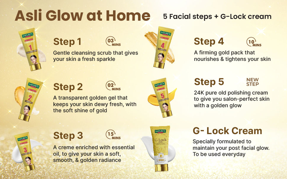 Nature's Essence Glowing Gold++ Facial Kit With Free Glock Cream, 75ml+25ml Buy at Indicrest Image 13