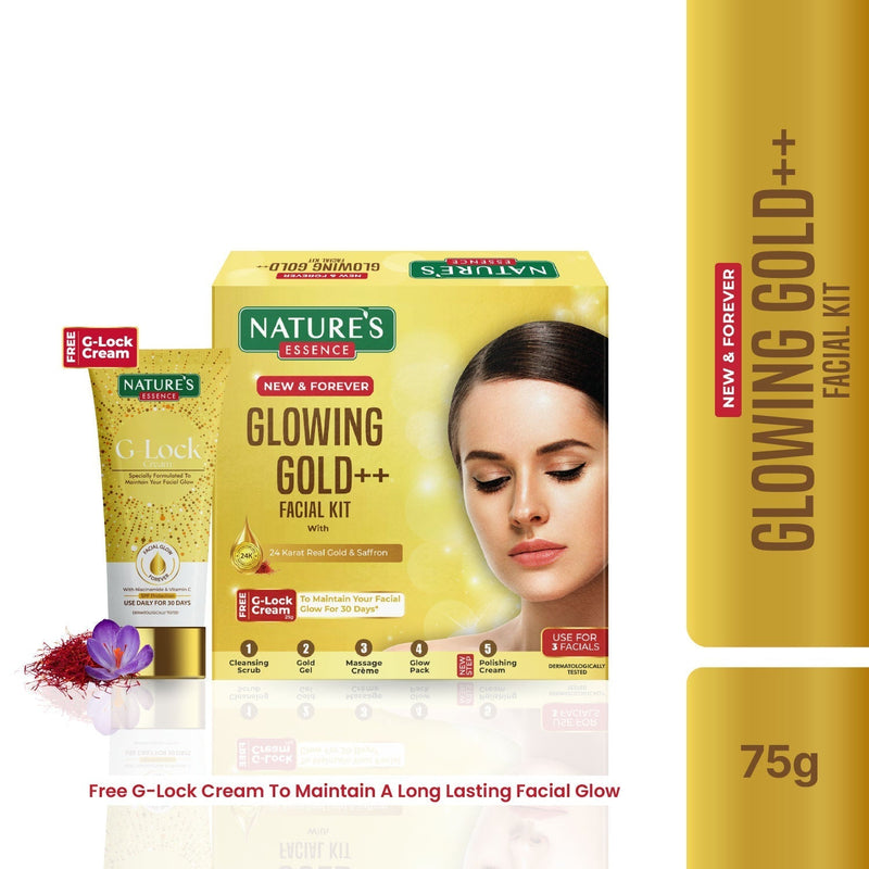 Nature's Essence Glowing Gold++ Facial Kit With Free Glock Cream, 75ml+25ml Buy at Indicrest