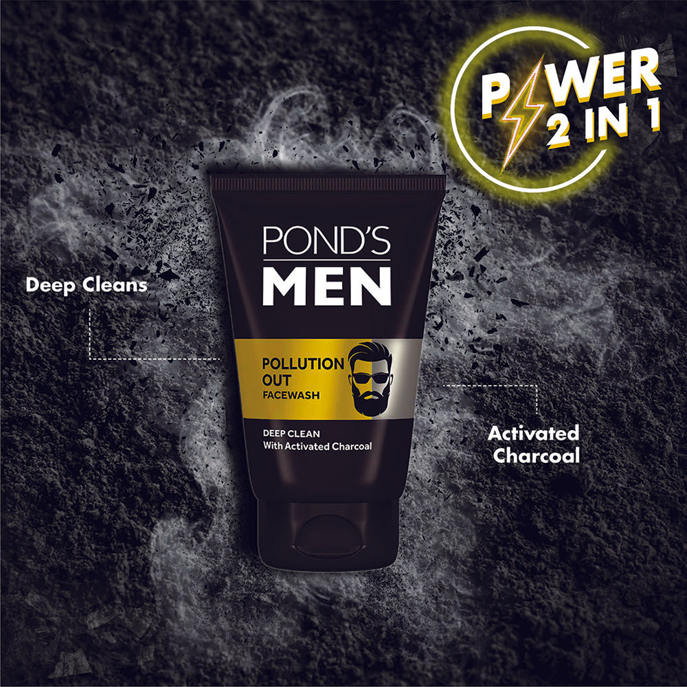 Pond’s Men Pollution Out Facewash Deep Cleanses With Activated Charcoal, 100g Buy at Indicrest Image 4