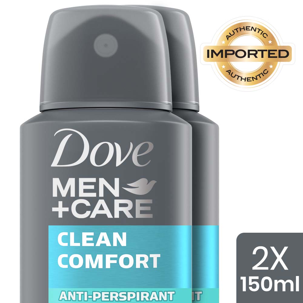 Dove Men+Care Clean Comfort Dry Spray Antiperspirant Deodorant (Pack of 2), 150ml Each Buy at Indicrest Image 2