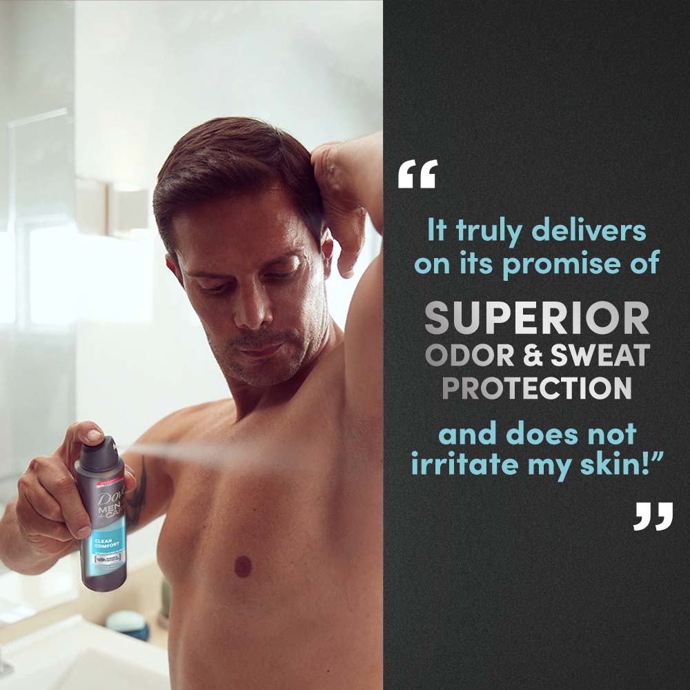 Dove Men+Care Clean Comfort Dry Spray Antiperspirant Deodorant (Pack of 2), 150ml Each Buy at Indicrest Image 7