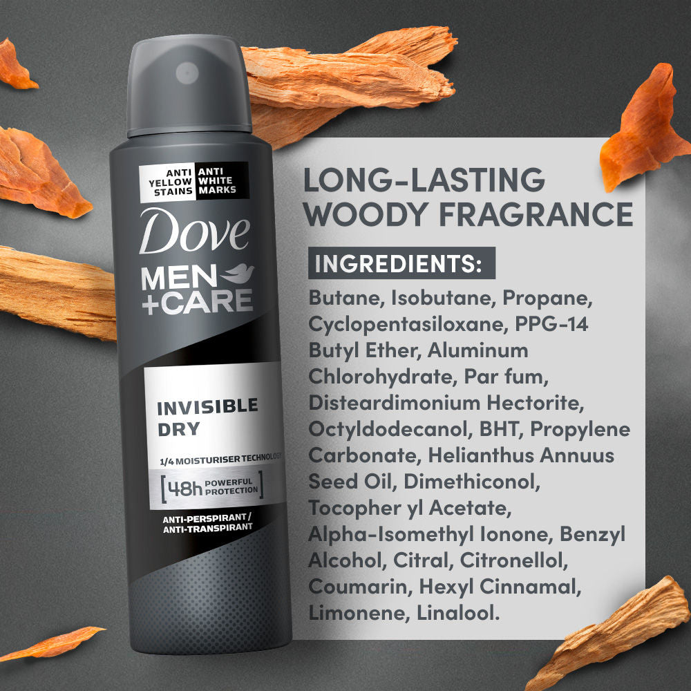 Dove Men+Care Invisible Dry Spray Antiperspirant Deodorant (Pack of 2), 150ml Each Buy at Indicrest Image 6