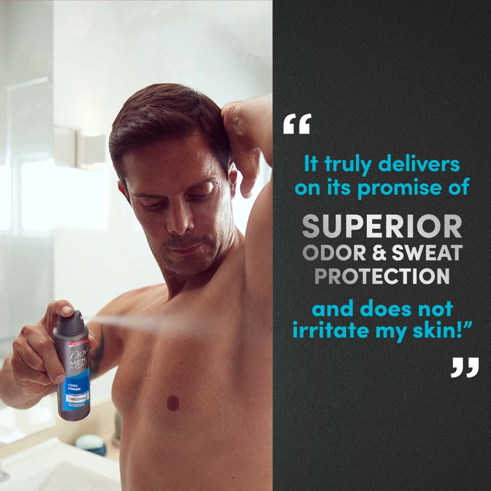 Dove Men+Care Cool Fresh Dry Spray Antiperspirant Deodorant (Pack of 2), 150ml Each Buy at Indicrest Image 7