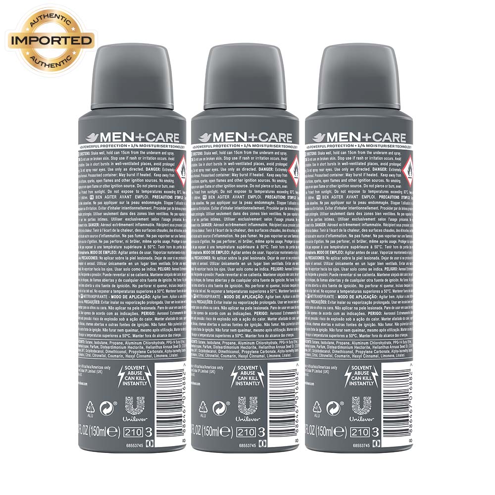 Dove Men+Care Clean Comfort Dry Spray Antiperspirant Deodorant (Pack of 3), 150ml Each Buy at Indicrest Image 3