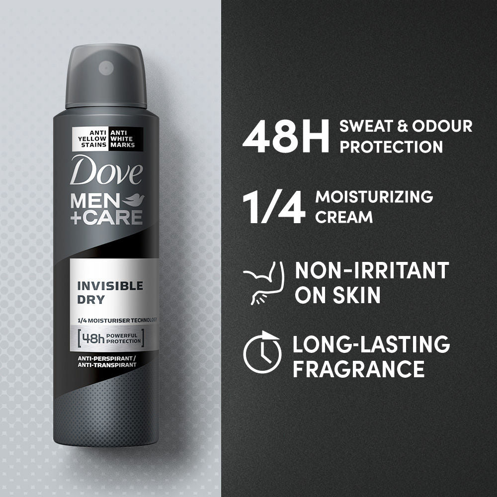 Dove Men+Care Invisible Dry Spray Antiperspirant Deodorant (Pack of 3), 150ml Each Buy at Indicrest Image 4