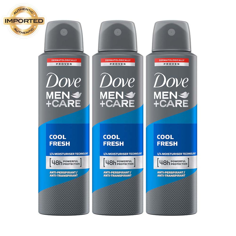 Dove Men+Care Cool Fresh Dry Spray Antiperspirant Deodorant (Pack of 3), 150ml Each Buy at Indicrest